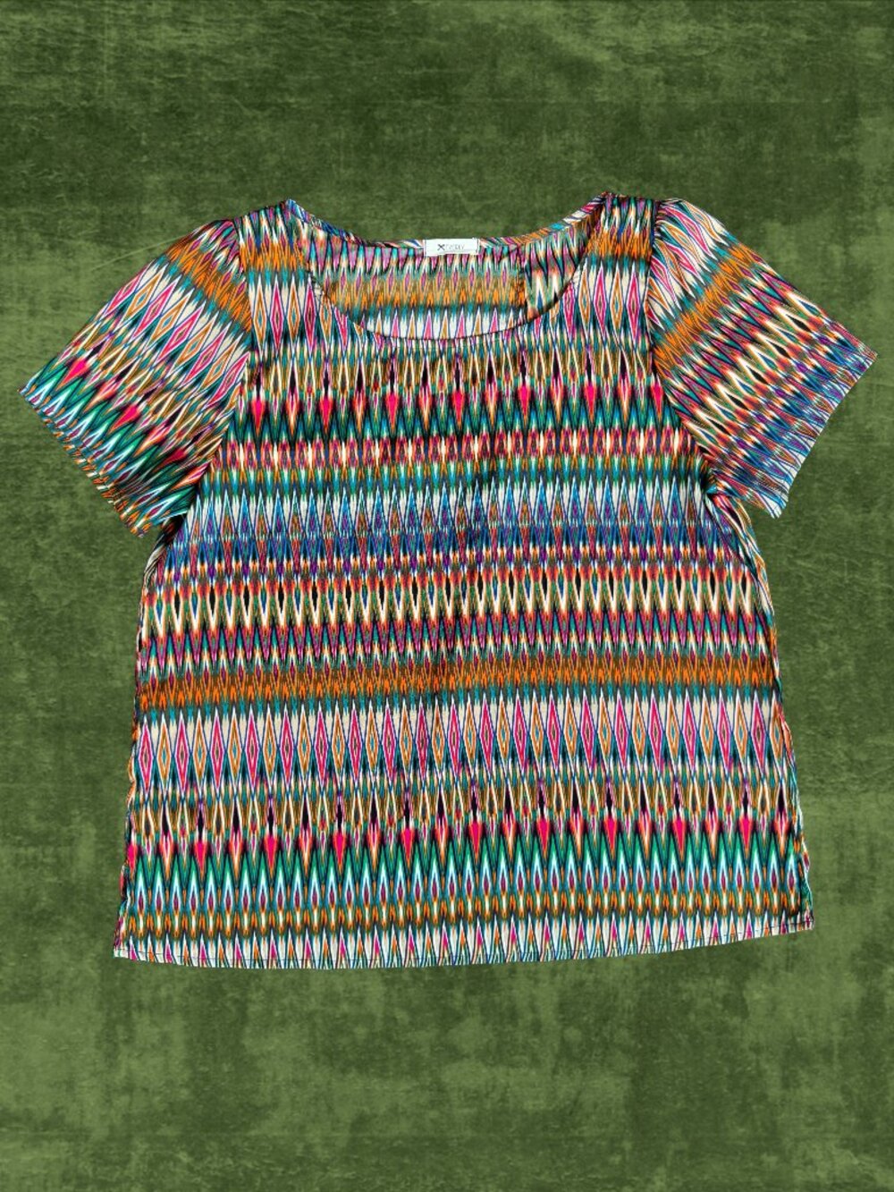 Everly Multicolor Geometric Open-Back Top Size M